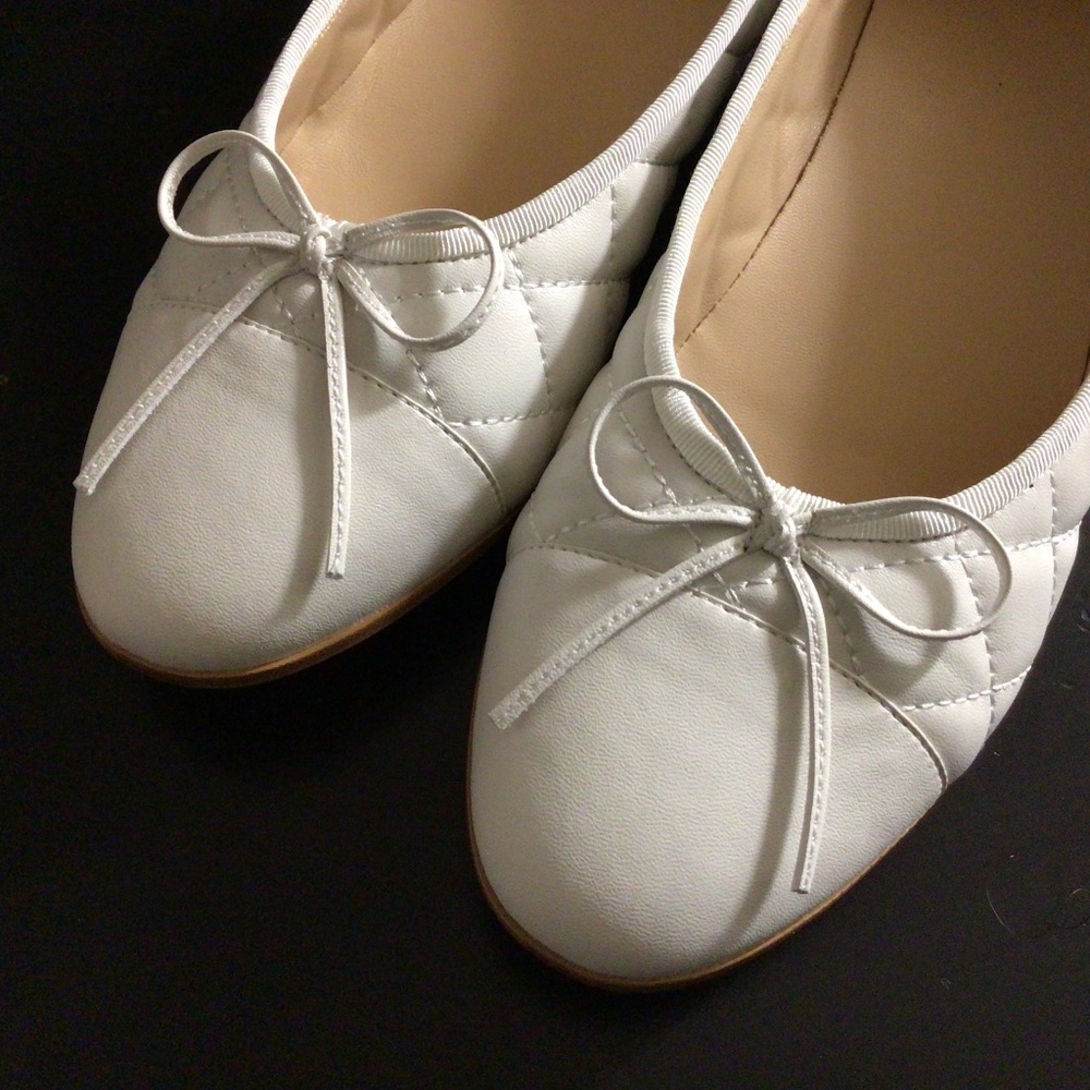 White leather ballet flats